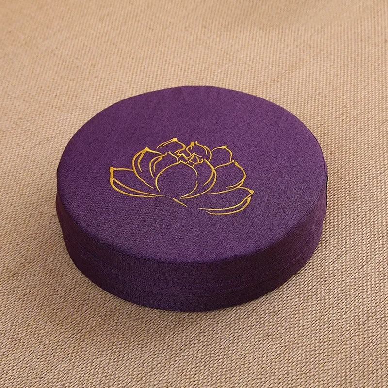 Cojín redondo de meditación Yoga con loto – Respaldo y tatami lavable 40x6 cm