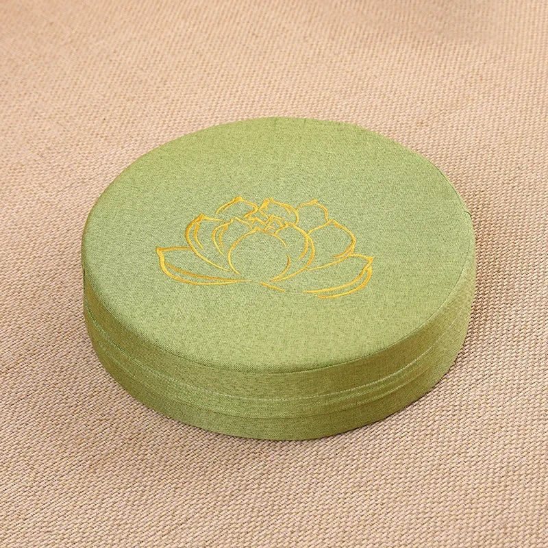 Cojín redondo de meditación Yoga con loto – Respaldo y tatami lavable 40x6 cm