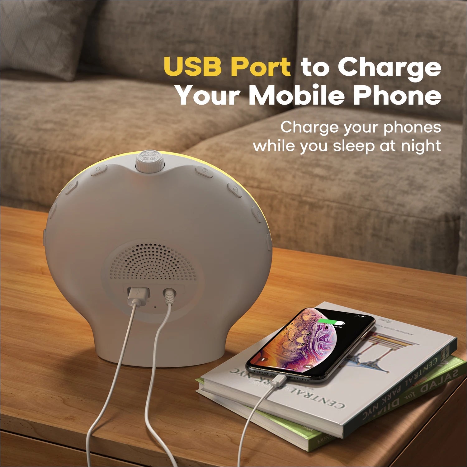 Reloj despertador luminoso con amanecer y atardecer, Radio FM